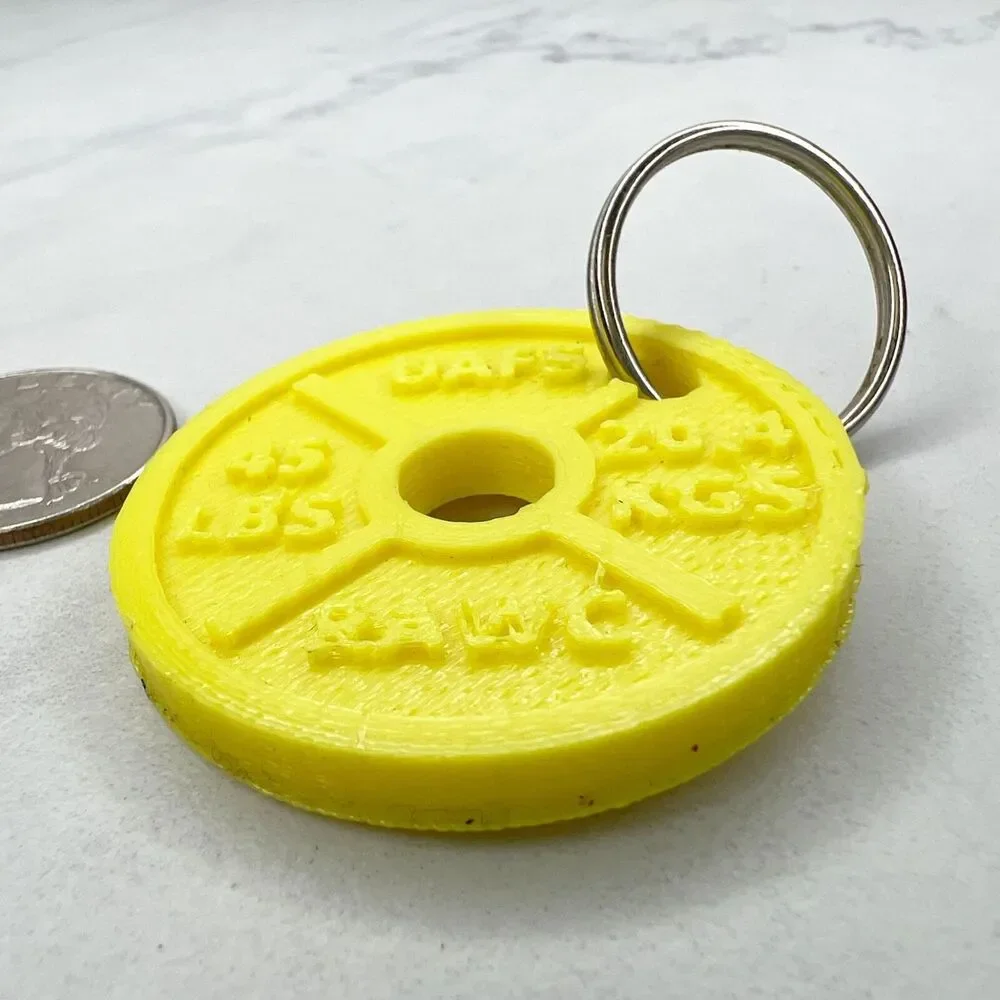 45 Lbs Weight Plate 3D Printed Keychain Keyring